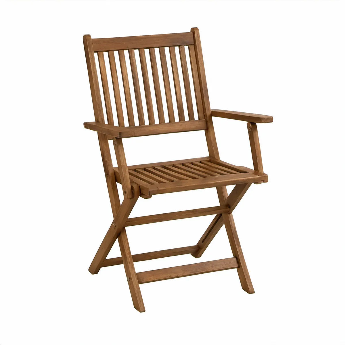 Cadeira Dobrável de Jardim com Braços em Madeira Maciça de Acácia Castanha, 58 x 69 x 111 cm