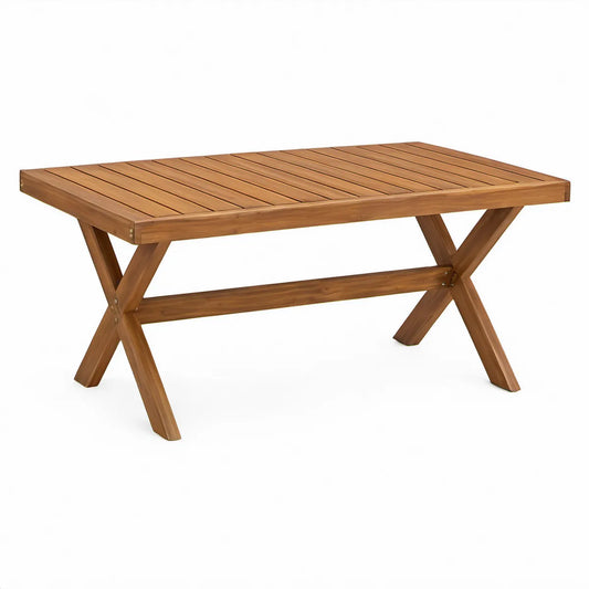 Mesa de Jardim Retangular em Madeira Maciça de Acácia Castanha 120 x 70 x 75 cm