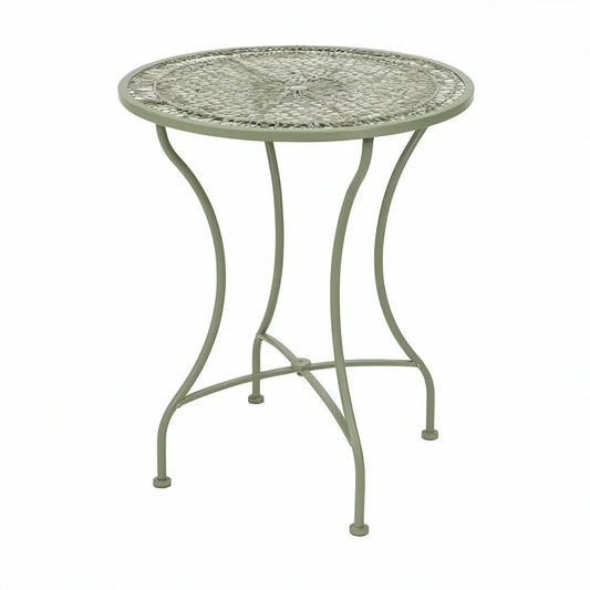Mesa de Jardim Redonda em Aço e Mosaico Cerâmico Verde, Ø 60 x 70 cm