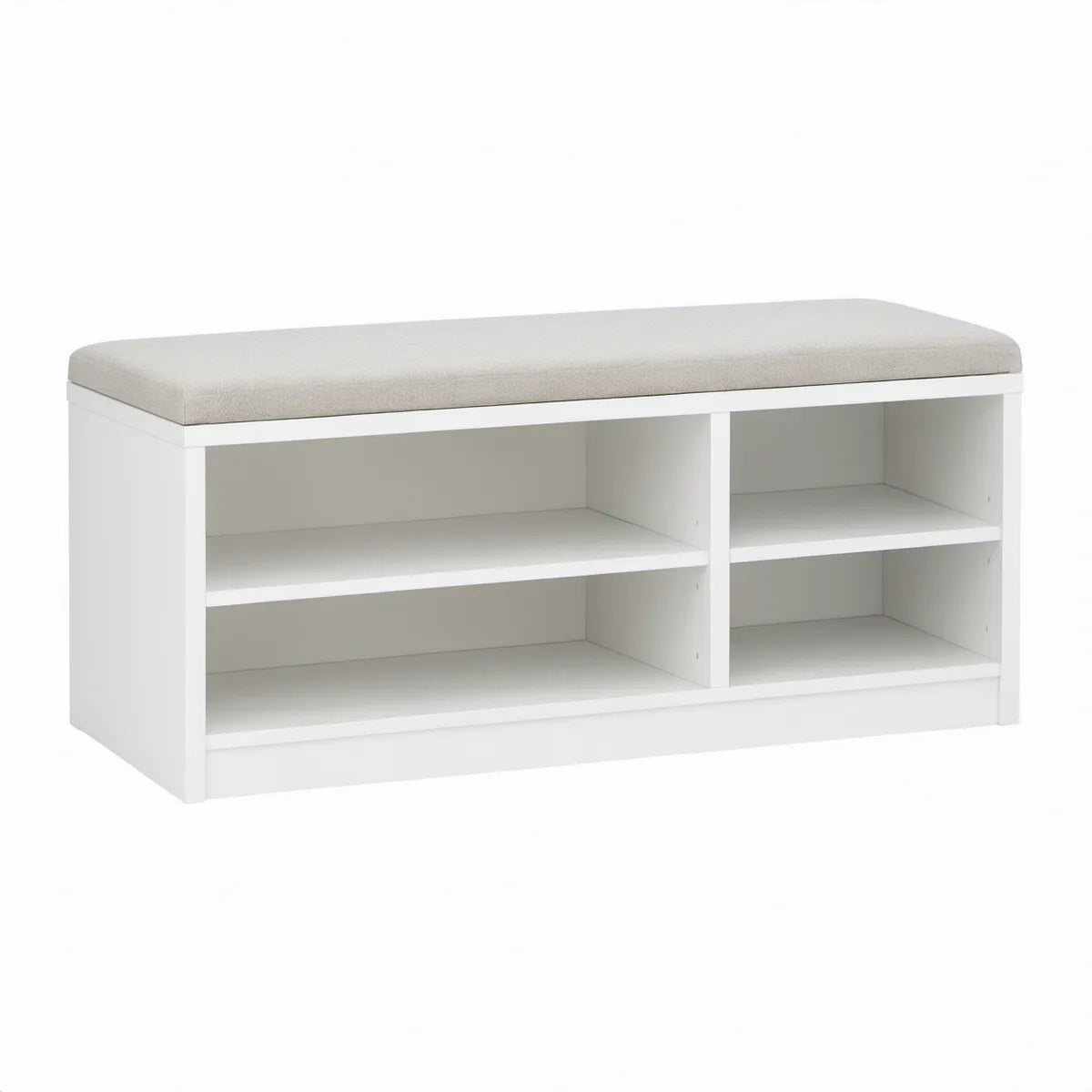 Sapateira com Banco em MDF Branco e Almofada Cinzento-Claro 100 x 30 x 48 cm